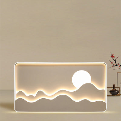 Luz de techo LED cuadrada rectangular de montaje empotrado con diseño contemporáneo de hierro creativo, aluminio, sílice y acrílico con línea ondulada de sol para sala de estar 