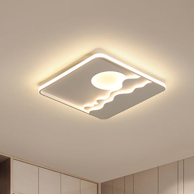 Luz de techo LED cuadrada rectangular de montaje empotrado con diseño contemporáneo de hierro creativo, aluminio, sílice y acrílico con línea ondulada de sol para sala de estar 