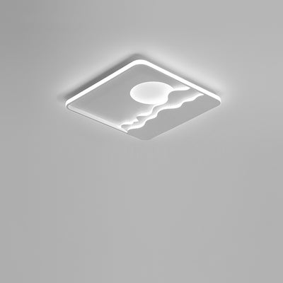 Luz de techo LED cuadrada rectangular de montaje empotrado con diseño contemporáneo de hierro creativo, aluminio, sílice y acrílico con línea ondulada de sol para sala de estar 