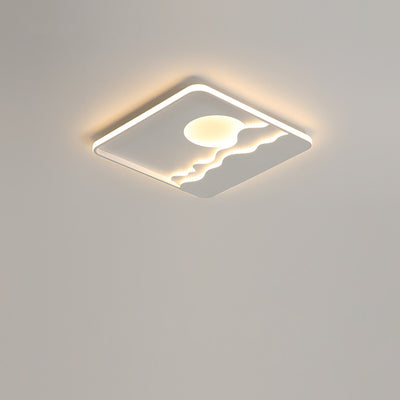 Luz de techo LED cuadrada rectangular de montaje empotrado con diseño contemporáneo de hierro creativo, aluminio, sílice y acrílico con línea ondulada de sol para sala de estar 