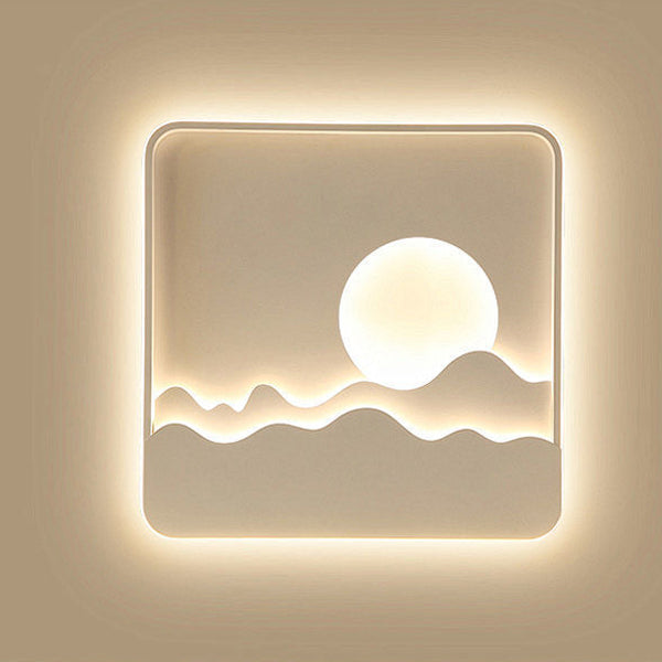Luz de techo LED cuadrada rectangular de montaje empotrado con diseño contemporáneo de hierro creativo, aluminio, sílice y acrílico con línea ondulada de sol para sala de estar 