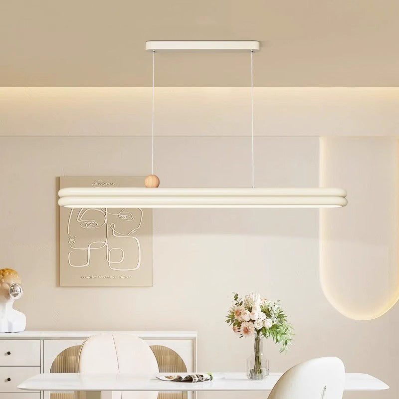 Traditionelle französische Gummi-Holz Aluminium PVC elliptische Zwei-Ebenen LED-Kronleuchter Insellicht für das Esszimmer 