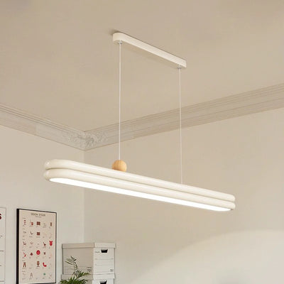 Traditionelle französische Gummi-Holz Aluminium PVC elliptische Zwei-Ebenen LED-Kronleuchter Insellicht für das Esszimmer 