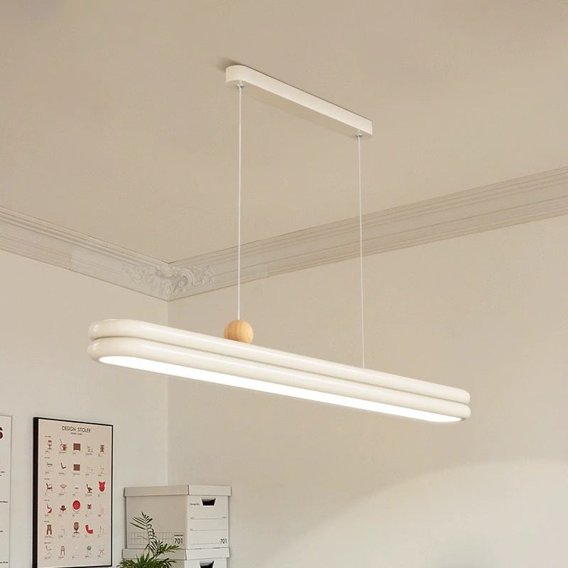 Traditionelle französische Gummi-Holz Aluminium PVC elliptische Zwei-Ebenen LED-Kronleuchter Insellicht für das Esszimmer 