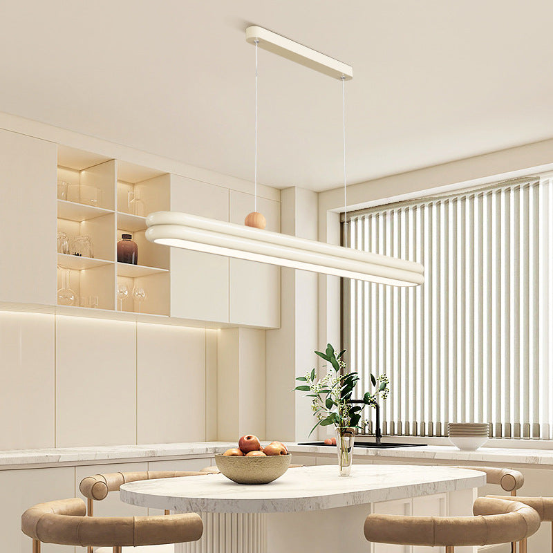 Traditionelle französische Gummi-Holz Aluminium PVC elliptische Zwei-Ebenen LED-Kronleuchter Insellicht für das Esszimmer 
