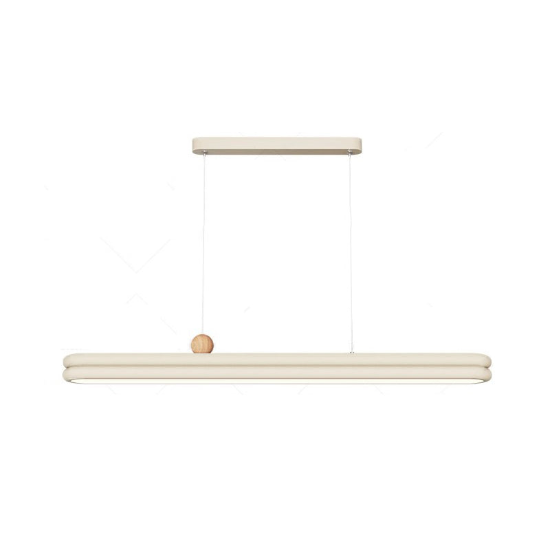 Traditionelle französische Gummi-Holz Aluminium PVC elliptische Zwei-Ebenen LED-Kronleuchter Insellicht für das Esszimmer 