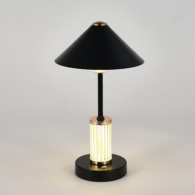 Lampe de table LED à intensité variable tactile en forme de cylindre conique en acrylique rechargeable scandinave contemporaine pour chambre à coucher 