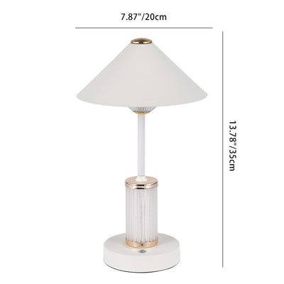 Lampe de table LED à intensité variable tactile en forme de cylindre conique en acrylique rechargeable scandinave contemporaine pour chambre à coucher 