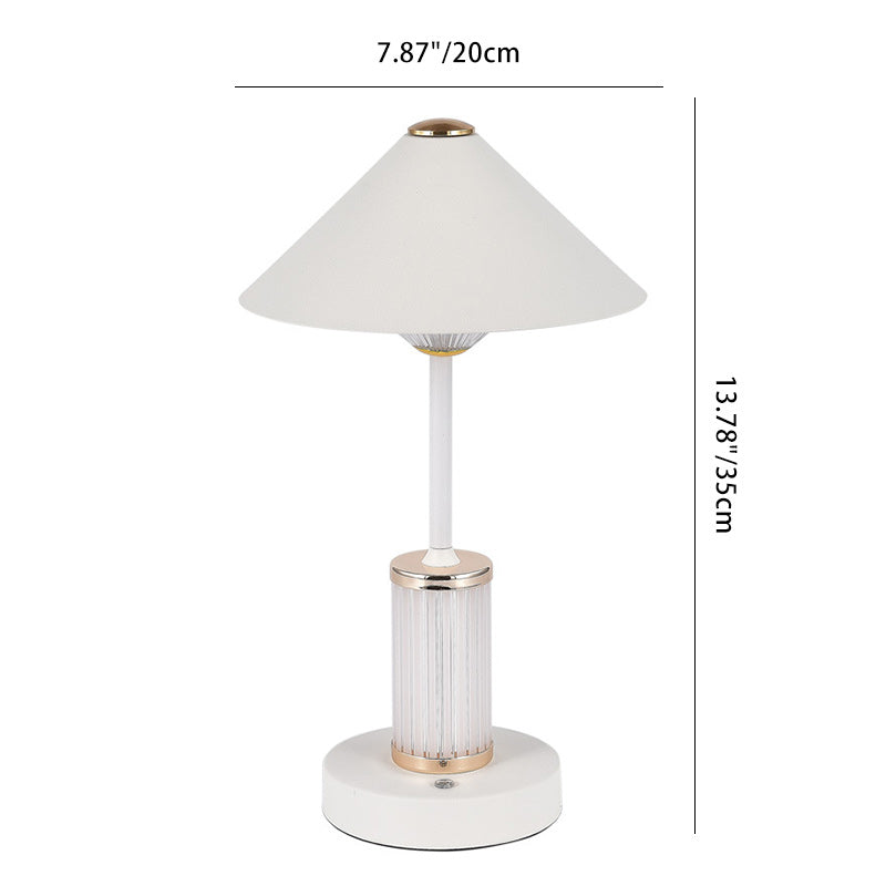 Lampe de table LED à intensité variable tactile en forme de cylindre conique en acrylique rechargeable scandinave contemporaine pour chambre à coucher 