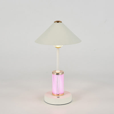 Lampe de table LED à intensité variable tactile en forme de cylindre conique en acrylique rechargeable scandinave contemporaine pour chambre à coucher 