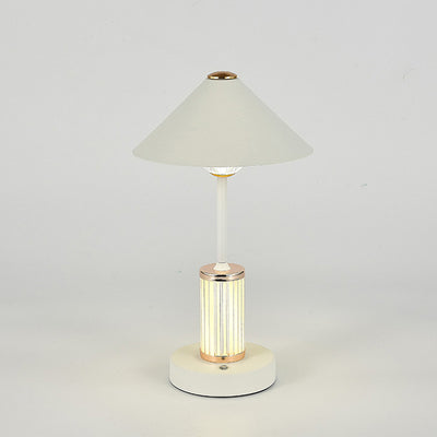Lampe de table LED à intensité variable tactile en forme de cylindre conique en acrylique rechargeable scandinave contemporaine pour chambre à coucher 