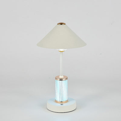 Lampe de table LED à intensité variable tactile en forme de cylindre conique en acrylique rechargeable scandinave contemporaine pour chambre à coucher 