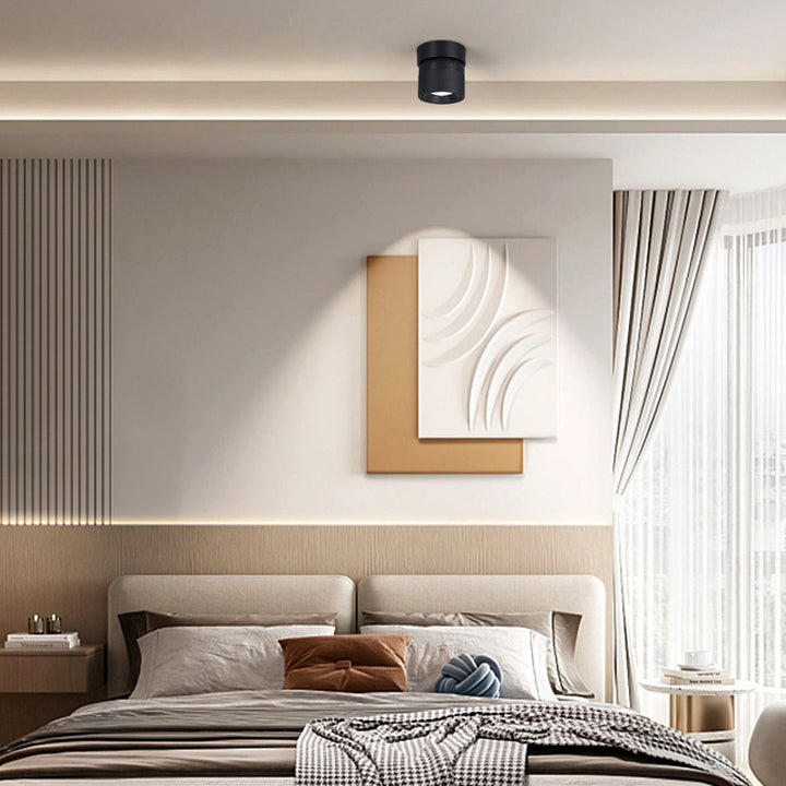 Plafonnier semi-encastré LED contemporain scandinave en aluminium rotatif rond pour salon 