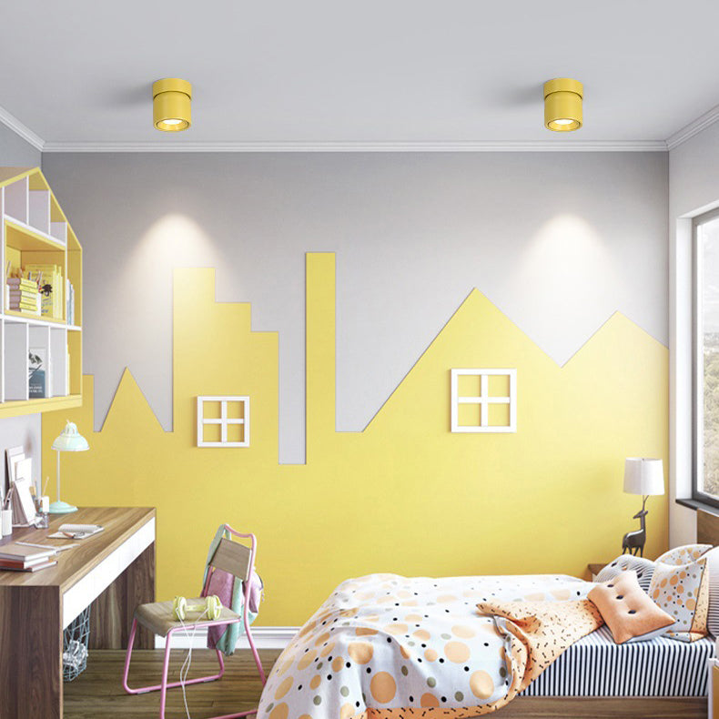 Plafonnier semi-encastré LED contemporain scandinave en aluminium rotatif rond pour salon 