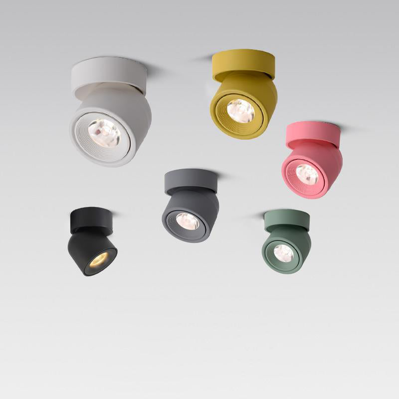 Plafonnier semi-encastré LED contemporain scandinave en aluminium rotatif rond pour salon 