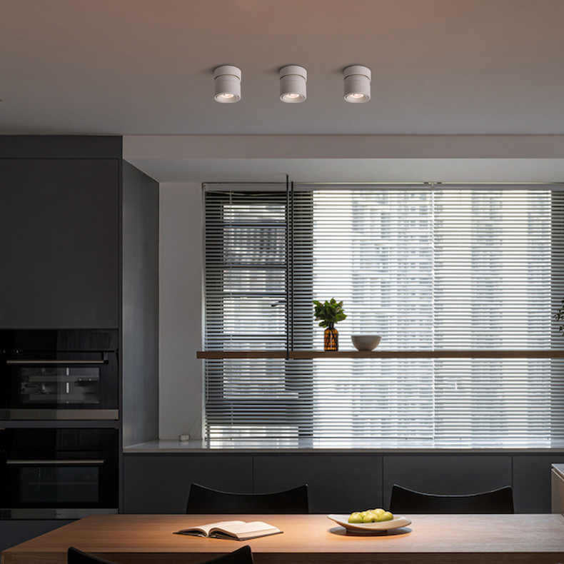 Plafonnier semi-encastré LED contemporain scandinave en aluminium rotatif rond pour salon 