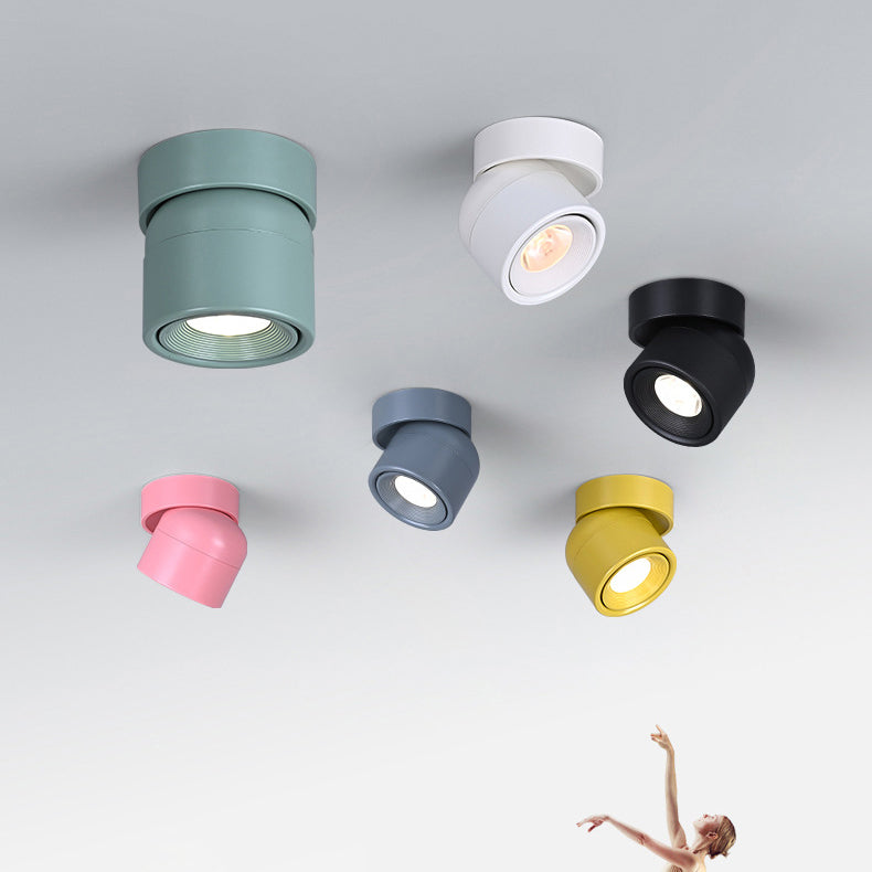 Plafonnier semi-encastré LED contemporain scandinave en aluminium rotatif rond pour salon 