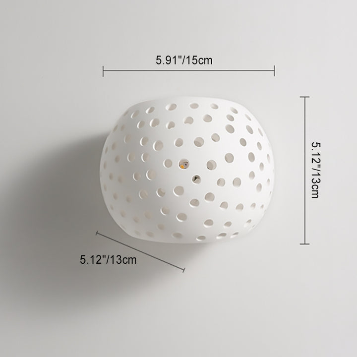 Contemporary Creative Plaster Sphere Hollowed 1-Light Wall Sconce Lamp For Bedside
