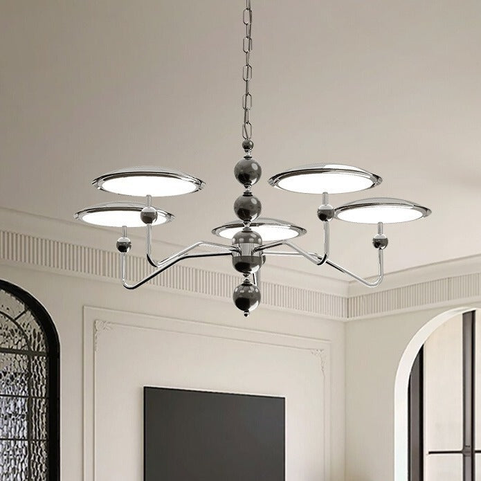 Zeitgenössische Retro Eisen Aluminium Acryl Sternspur Fliegende Untertasse LED Kronleuchter Für Wohnzimmer 