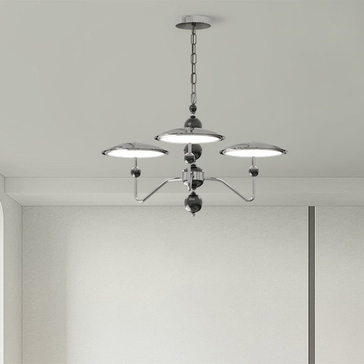 Zeitgenössische Retro Eisen Aluminium Acryl Sternspur Fliegende Untertasse LED Kronleuchter Für Wohnzimmer 