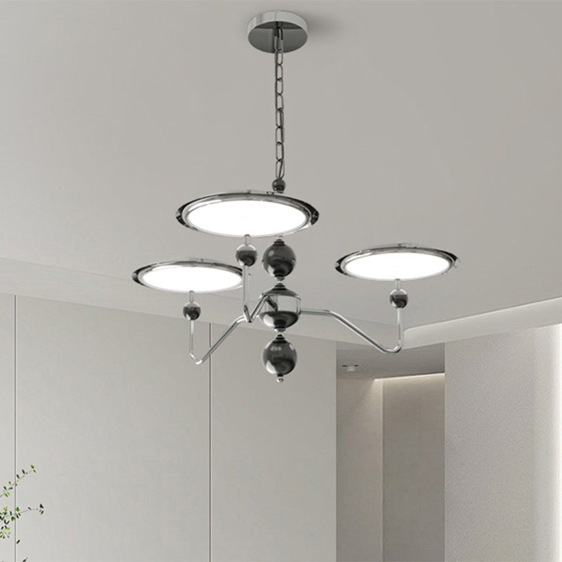 Zeitgenössische Retro Eisen Aluminium Acryl Sternspur Fliegende Untertasse LED Kronleuchter Für Wohnzimmer 