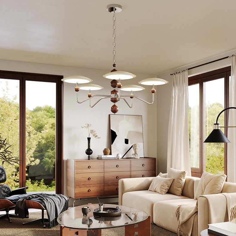 Zeitgenössische Retro Eisen Aluminium Acryl Sternspur Fliegende Untertasse LED Kronleuchter Für Wohnzimmer 