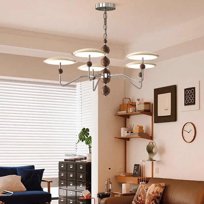 Zeitgenössische Retro Eisen Aluminium Acryl Sternspur Fliegende Untertasse LED Kronleuchter Für Wohnzimmer 