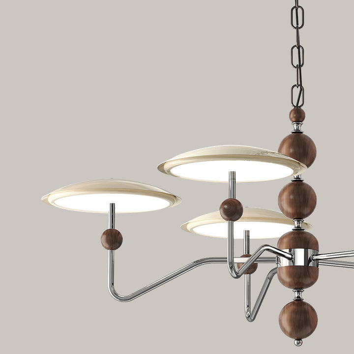 Zeitgenössische Retro Eisen Aluminium Acryl Sternspur Fliegende Untertasse LED Kronleuchter Für Wohnzimmer 