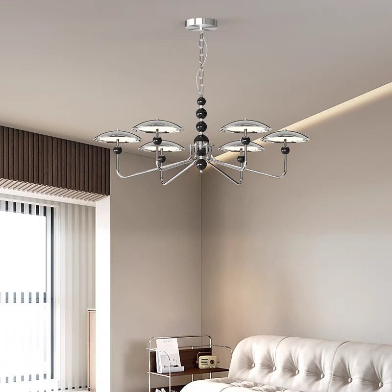 Zeitgenössische Retro Eisen Aluminium Acryl Sternspur Fliegende Untertasse LED Kronleuchter Für Wohnzimmer 