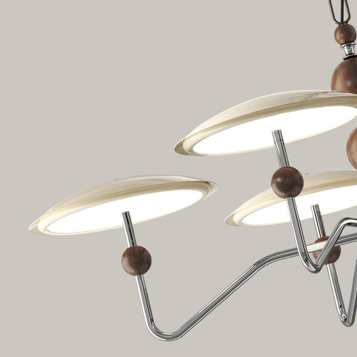 Zeitgenössische Retro Eisen Aluminium Acryl Sternspur Fliegende Untertasse LED Kronleuchter Für Wohnzimmer 