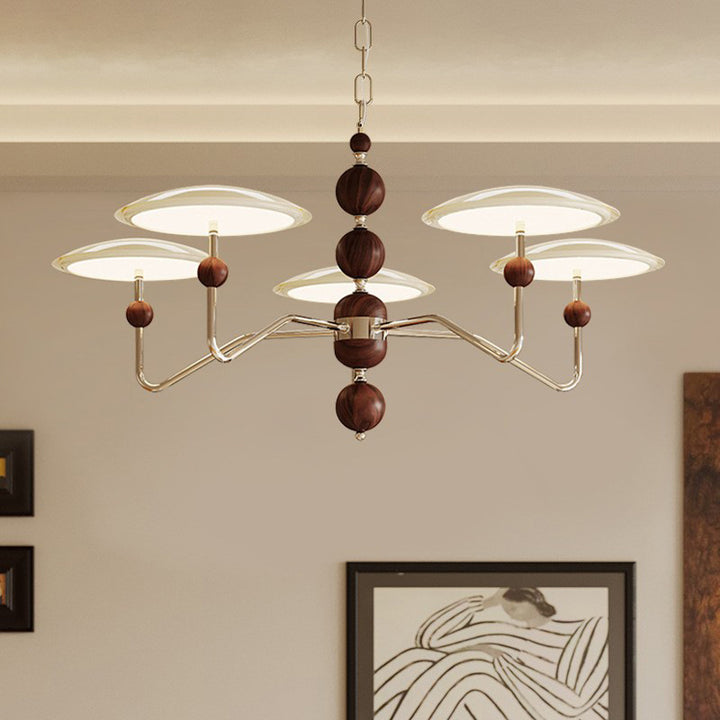 Zeitgenössische Retro Eisen Aluminium Acryl Sternspur Fliegende Untertasse LED Kronleuchter Für Wohnzimmer 