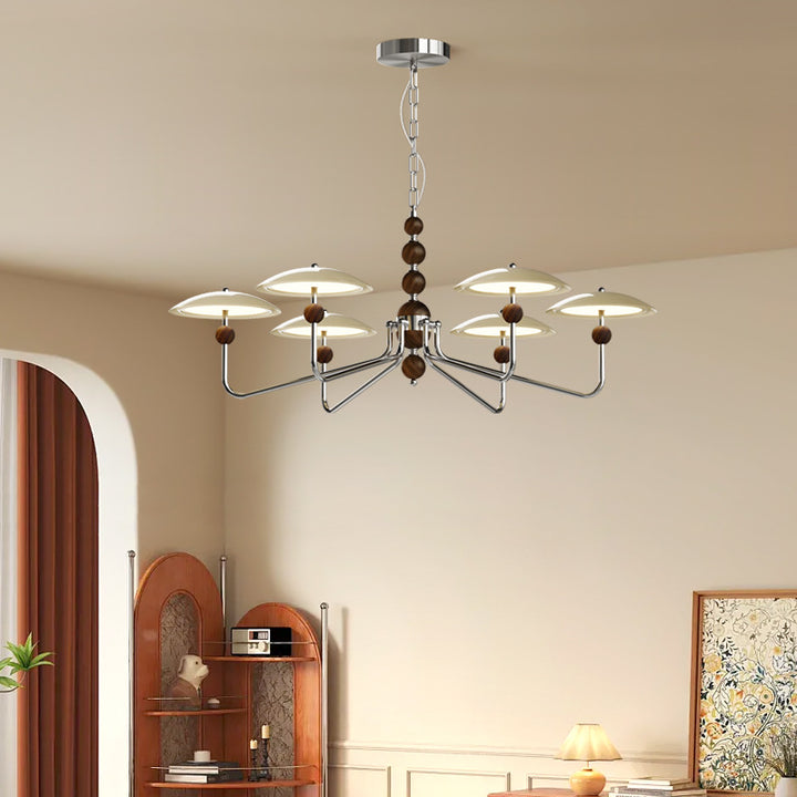 Zeitgenössische Retro Eisen Aluminium Acryl Sternspur Fliegende Untertasse LED Kronleuchter Für Wohnzimmer 