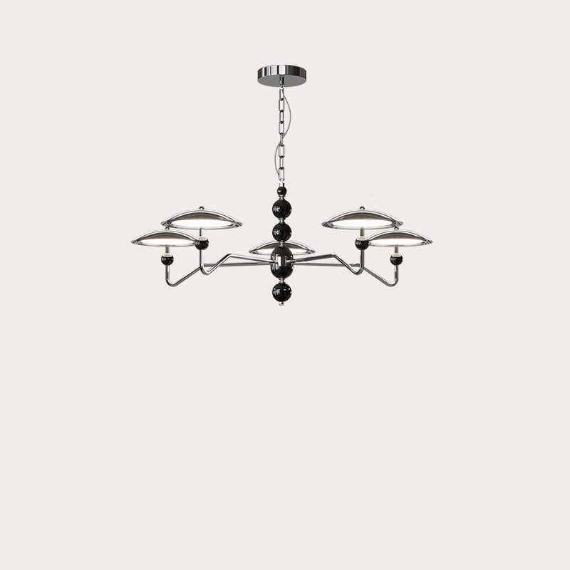 Zeitgenössische Retro Eisen Aluminium Acryl Sternspur Fliegende Untertasse LED Kronleuchter Für Wohnzimmer 