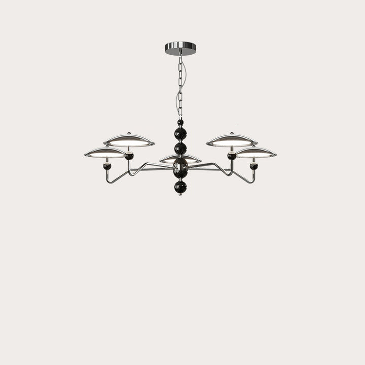 Zeitgenössische Retro Eisen Aluminium Acryl Sternspur Fliegende Untertasse LED Kronleuchter Für Wohnzimmer 