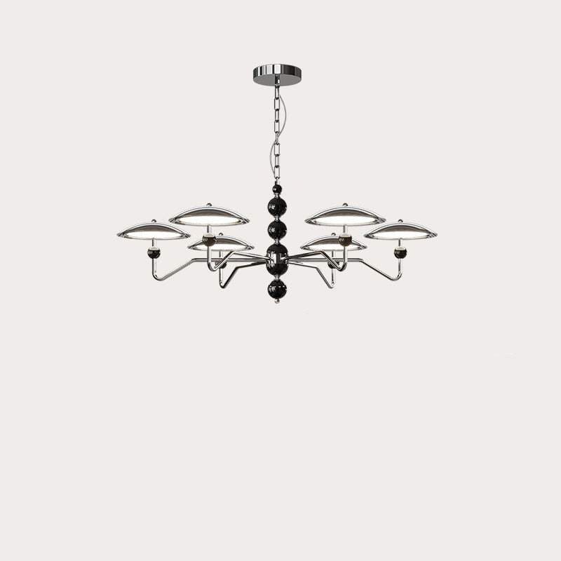 Zeitgenössische Retro Eisen Aluminium Acryl Sternspur Fliegende Untertasse LED Kronleuchter Für Wohnzimmer 