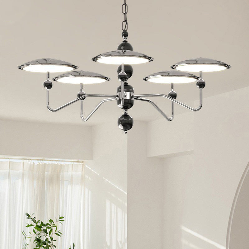 Zeitgenössische Retro Eisen Aluminium Acryl Sternspur Fliegende Untertasse LED Kronleuchter Für Wohnzimmer 