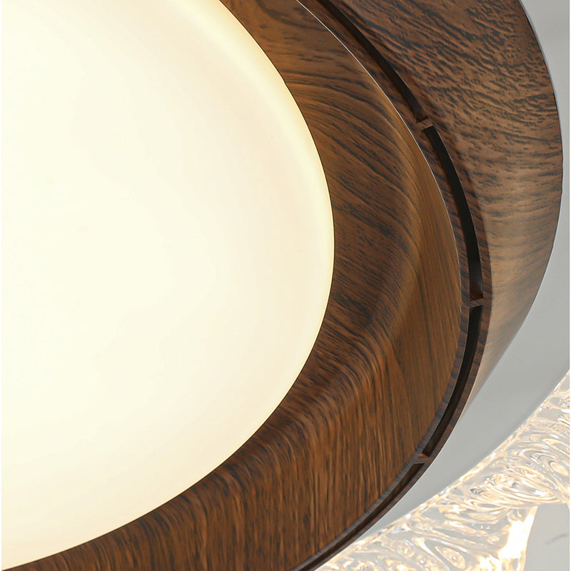 Contemporary Retro Hardware ABS PC Acrylic Round Lace LED Flush Mount Ceiling Fan Light For Bedroom