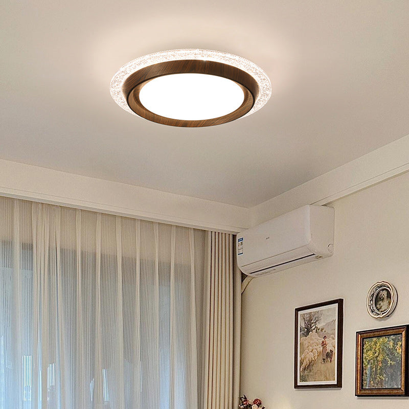 Contemporary Retro Hardware ABS PC Acrylic Round Lace LED Flush Mount Ceiling Fan Light For Bedroom