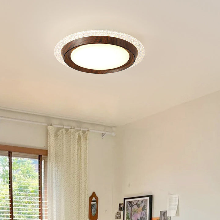Contemporary Retro Hardware ABS PC Acrylic Round Lace LED Flush Mount Ceiling Fan Light For Bedroom
