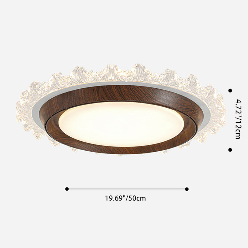 Contemporary Retro Hardware ABS PC Acrylic Round Lace LED Flush Mount Ceiling Fan Light For Bedroom