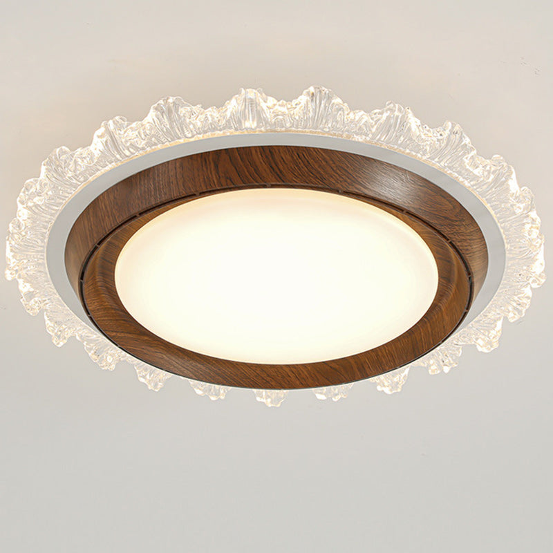 Contemporary Retro Hardware ABS PC Acrylic Round Lace LED Flush Mount Ceiling Fan Light For Bedroom