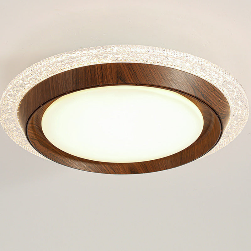 Contemporary Retro Hardware ABS PC Acrylic Round Lace LED Flush Mount Ceiling Fan Light For Bedroom