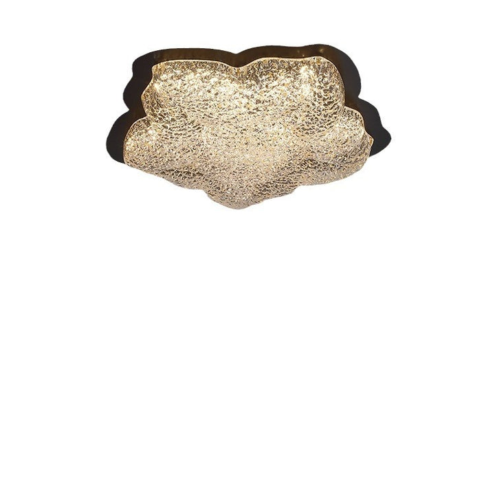 Contemporary Retro Iron Resin Flower Glacial Pattern LED Flush Mount Ceiling Light For Bedroom