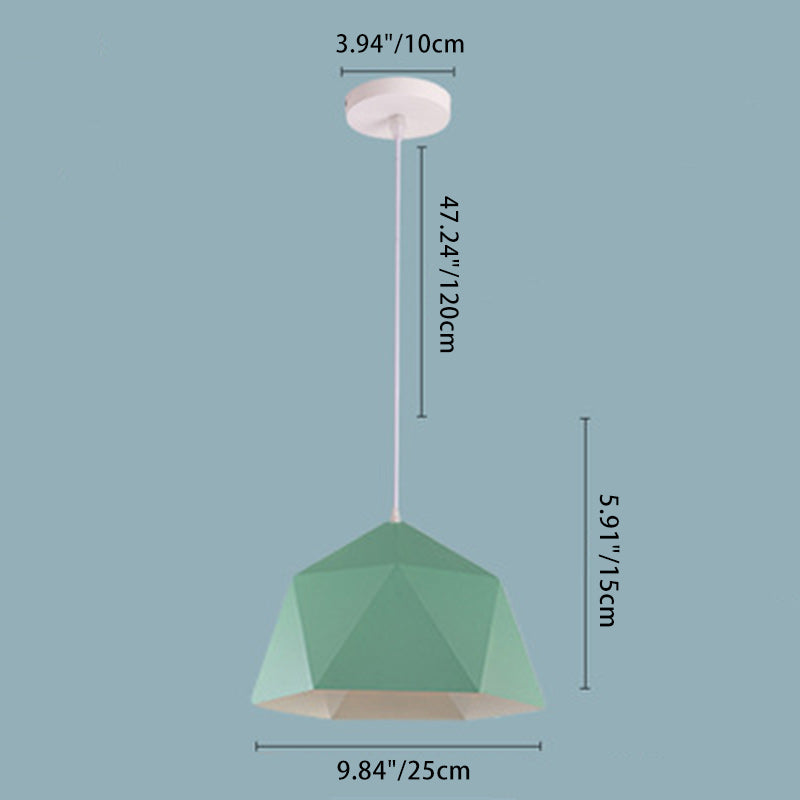 Suspension Contemporaine Scandinave en Fer Géométrique Polygone Losange 1-Lumière pour Salle à Manger 