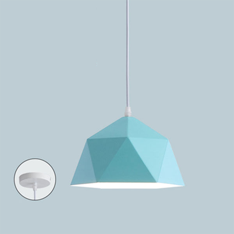 Suspension Contemporaine Scandinave en Fer Géométrique Polygone Losange 1-Lumière pour Salle à Manger 