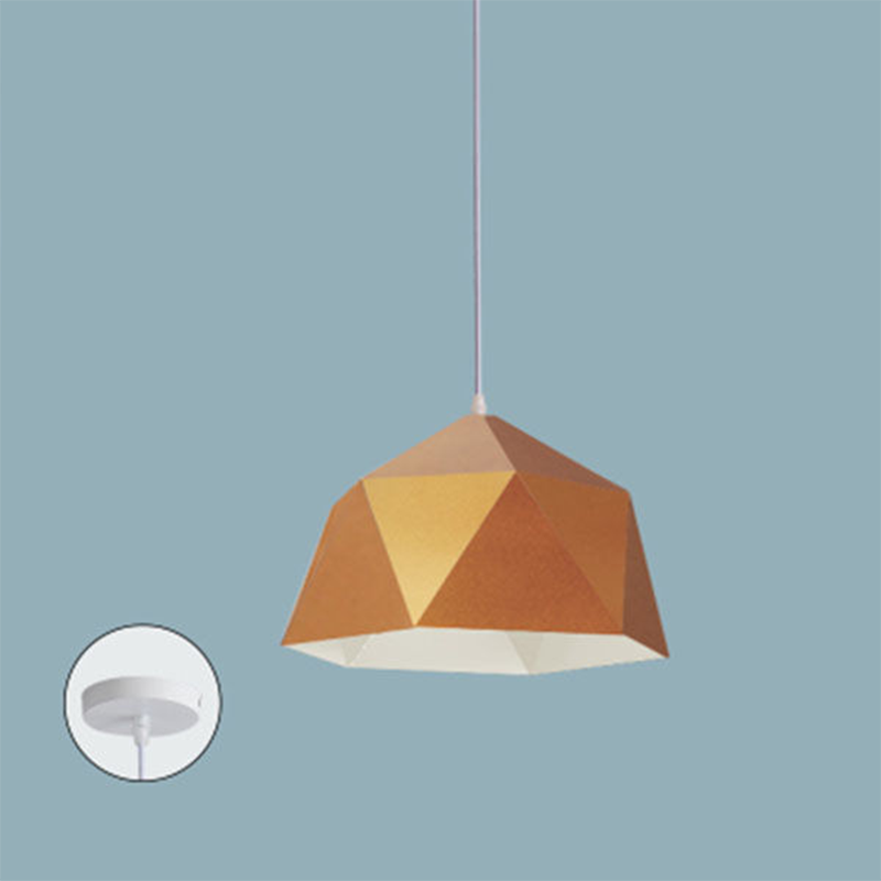 Suspension Contemporaine Scandinave en Fer Géométrique Polygone Losange 1-Lumière pour Salle à Manger 