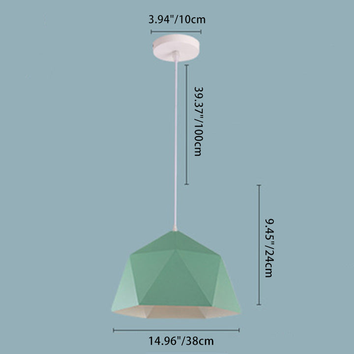 Suspension Contemporaine Scandinave en Fer Géométrique Polygone Losange 1-Lumière pour Salle à Manger 