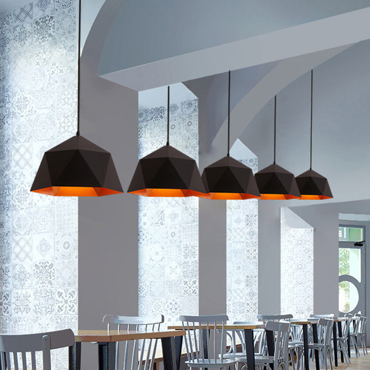 Suspension Contemporaine Scandinave en Fer Géométrique Polygone Losange 1-Lumière pour Salle à Manger 