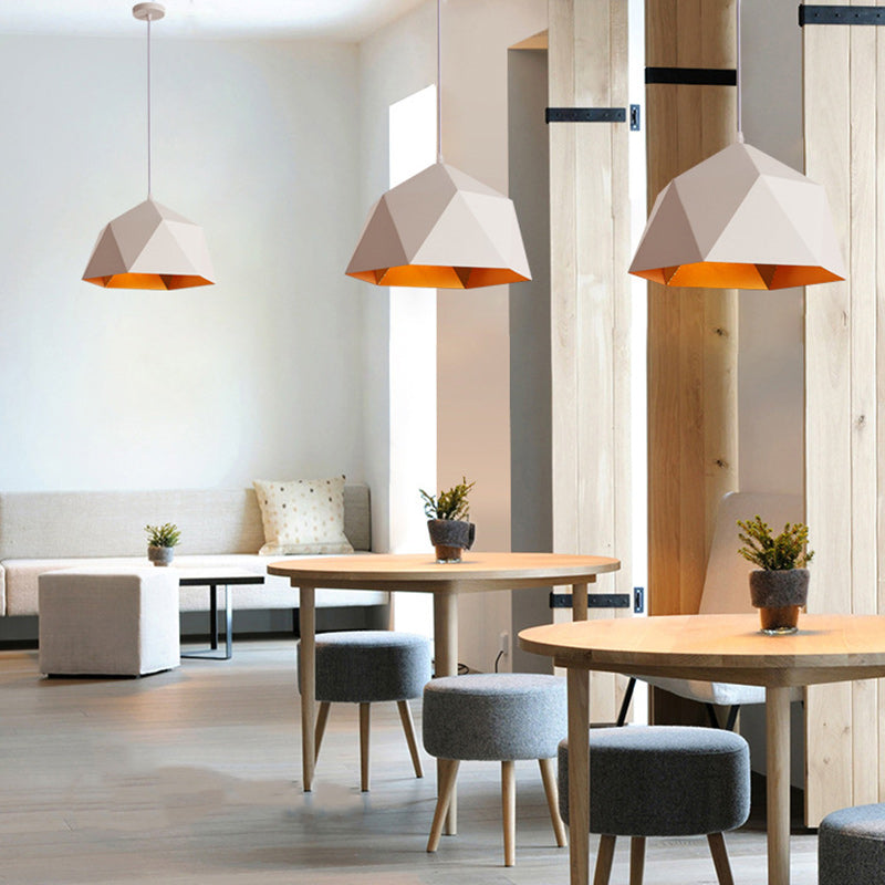 Suspension Contemporaine Scandinave en Fer Géométrique Polygone Losange 1-Lumière pour Salle à Manger 