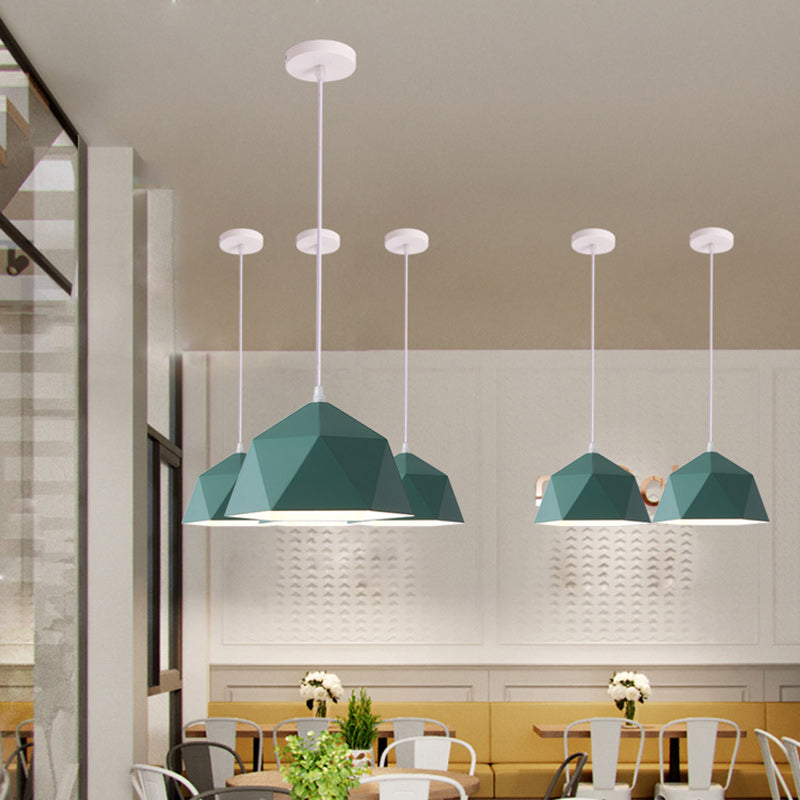 Suspension Contemporaine Scandinave en Fer Géométrique Polygone Losange 1-Lumière pour Salle à Manger 